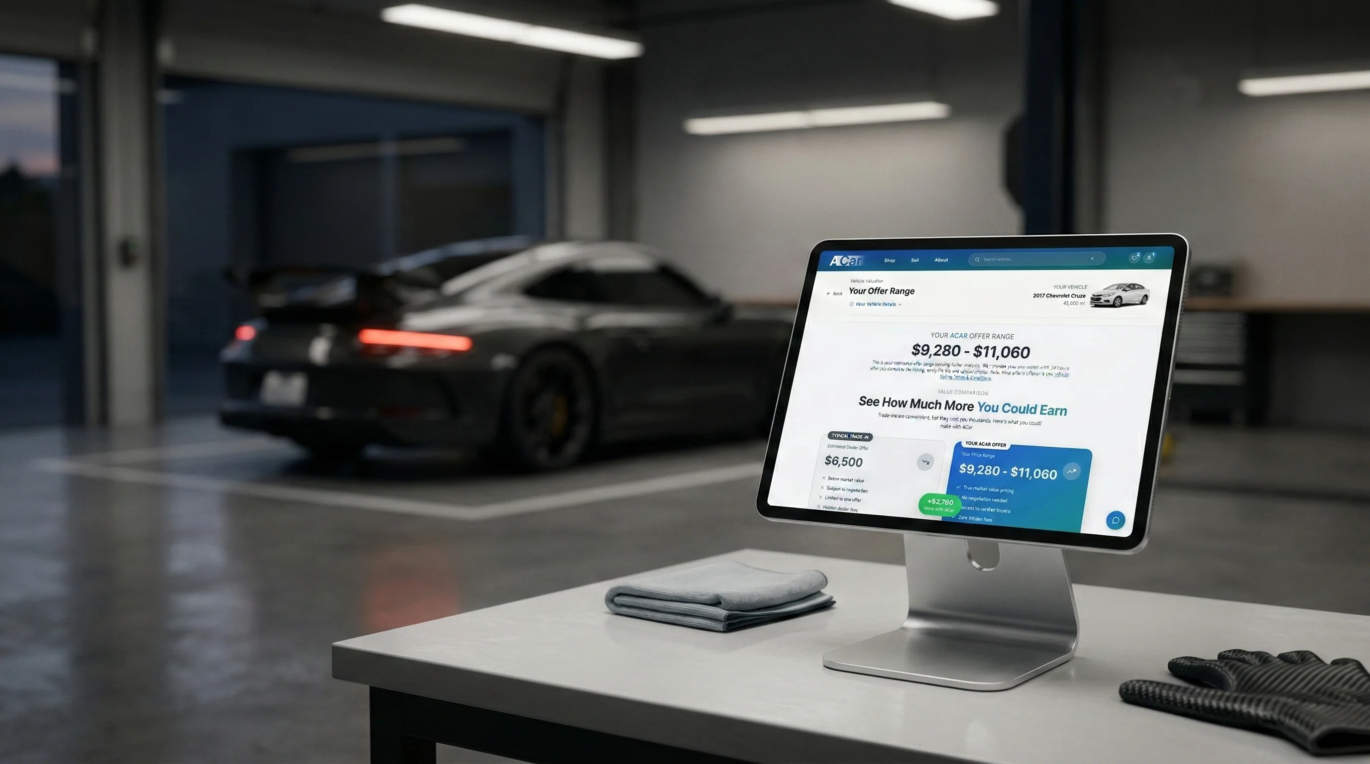 ACar market pricing experience on a phone
