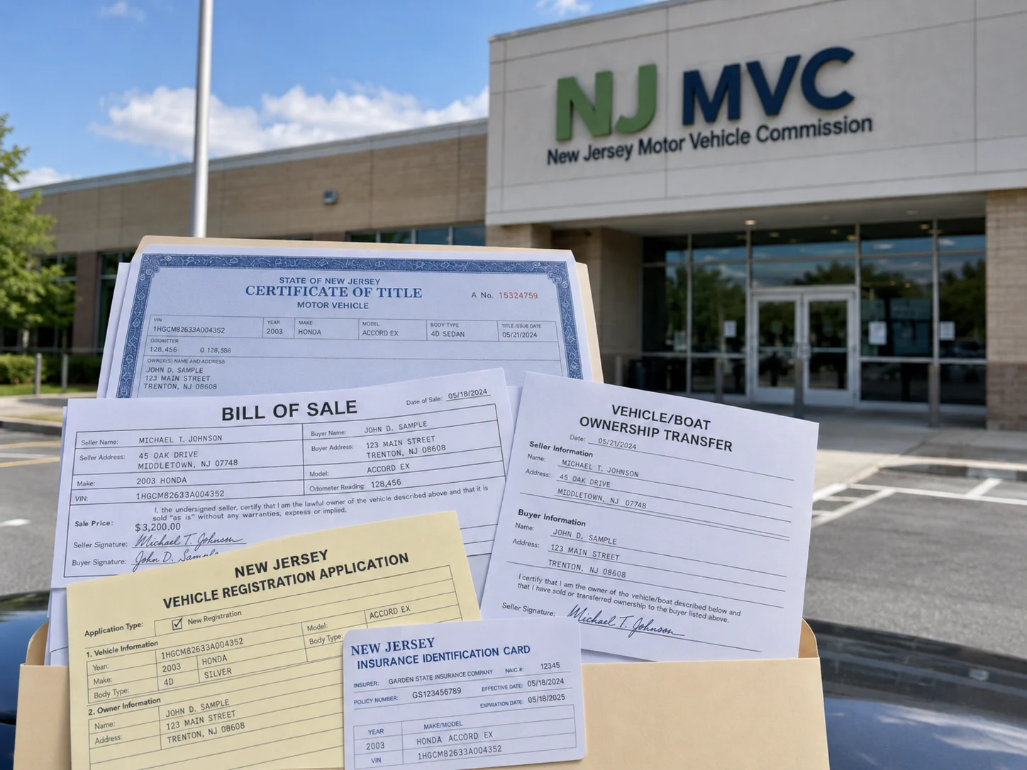 New Jersey title and registration forms prepared for MVC filing